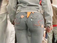 Staggering second-rate teen candid asses in jeans