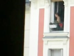 My charming neighbor flashing her nudity on voyeur cam