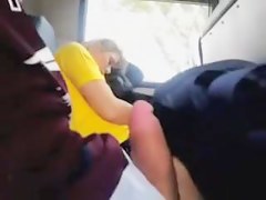 Man is flashing his cock to girl on the public transport