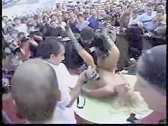 Public sex with horny blonde at the huge festival