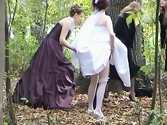 A jewel among voyeur videos with a bride pissing in the woods