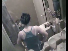 Dark haired beauty hidden shower video
