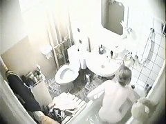 Randy shower voyeur places a well hidden camera in his bathroom.
